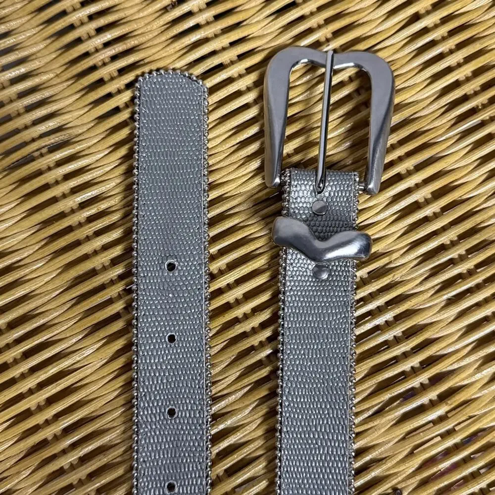 Motion East Metallic Women's Belt Silver M/L Vintage 90s